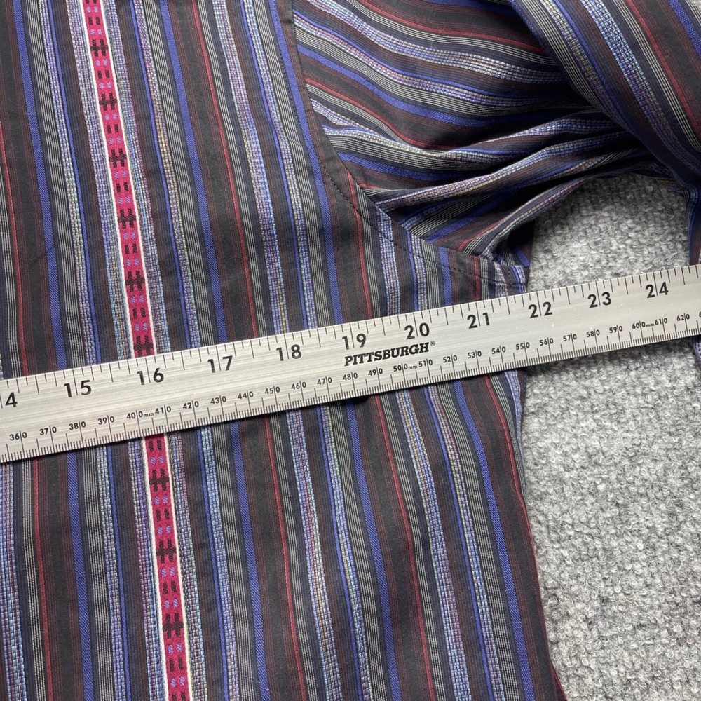Robert Graham Mens Small Striped Button Down Shirt Embroidered Flip Cuff - Picture 6 of 7